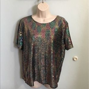 Fabulous Vintage Sequined Shirt Rainbow
